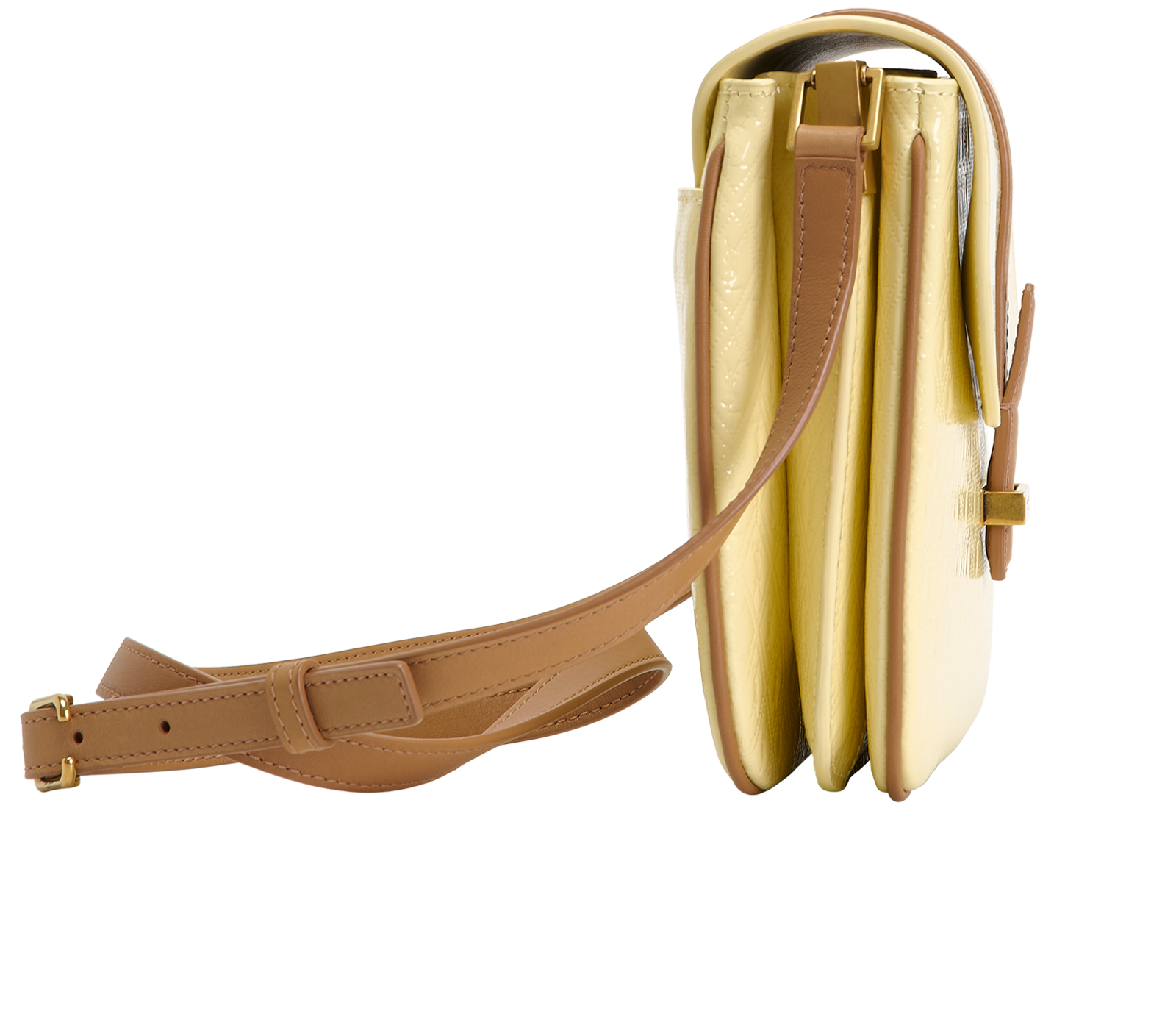 Embossed Le Monogramme Crossbody, &pound;595, Handbags, Yellow, Patent Leather, Side view